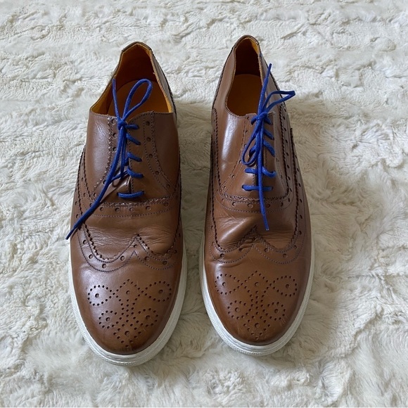 Undandy Men's Size 45 US 11 Brown Leather Oxford Sneakers - Picture 1 of 7